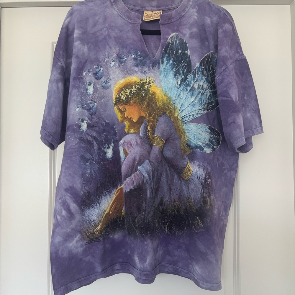 Purple Fairy Graphic TIE DIE The Mountain 100% Cotton Distressed shirt size XL